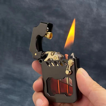 2025 Cyber Mecha Kerosene Lighter – Transparent Tank, Rocker Arm Design, Cool Retro Torrens Men's Collectible Lighter