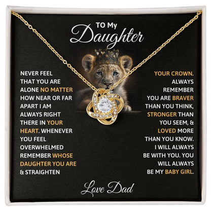 Daughter Gift From Dad,"Remember Whose Daughter You Are" - Love Knot Necklace