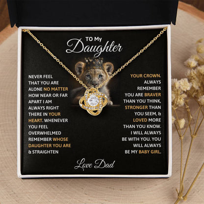 Daughter Gift From Dad,"Remember Whose Daughter You Are" - Love Knot Necklace