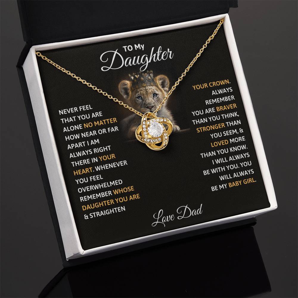 Daughter Gift From Dad,"Remember Whose Daughter You Are" - Love Knot Necklace