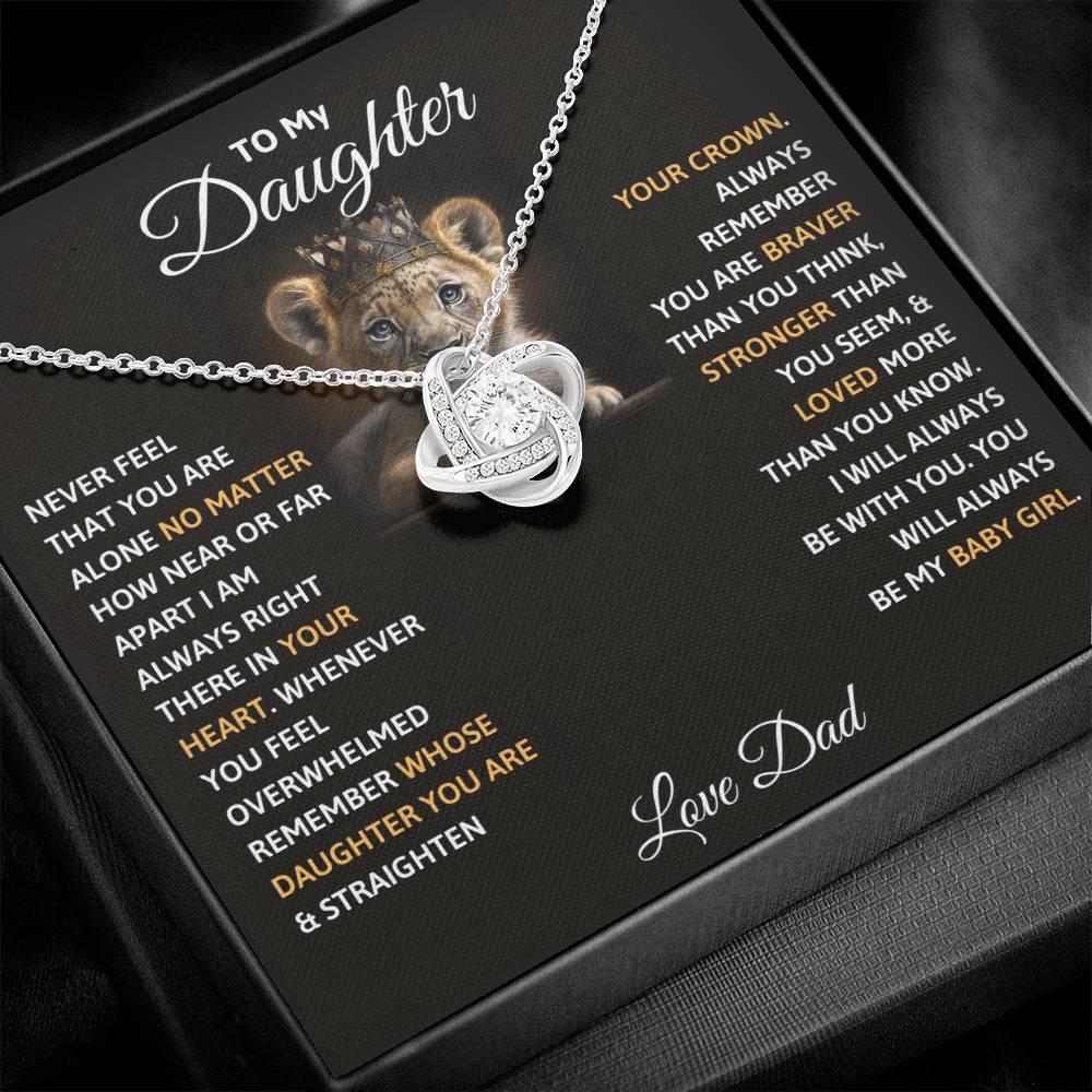 Daughter Gift From Dad,"Remember Whose Daughter You Are" - Love Knot Necklace