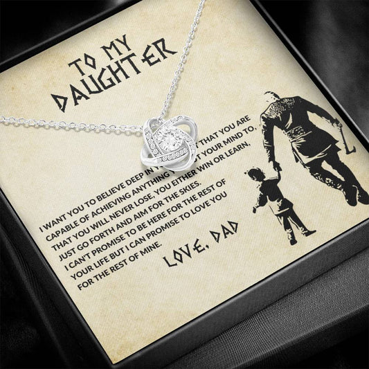 Daughter Gift From Dad, "I Want You To Believe" Love Knot Necklace