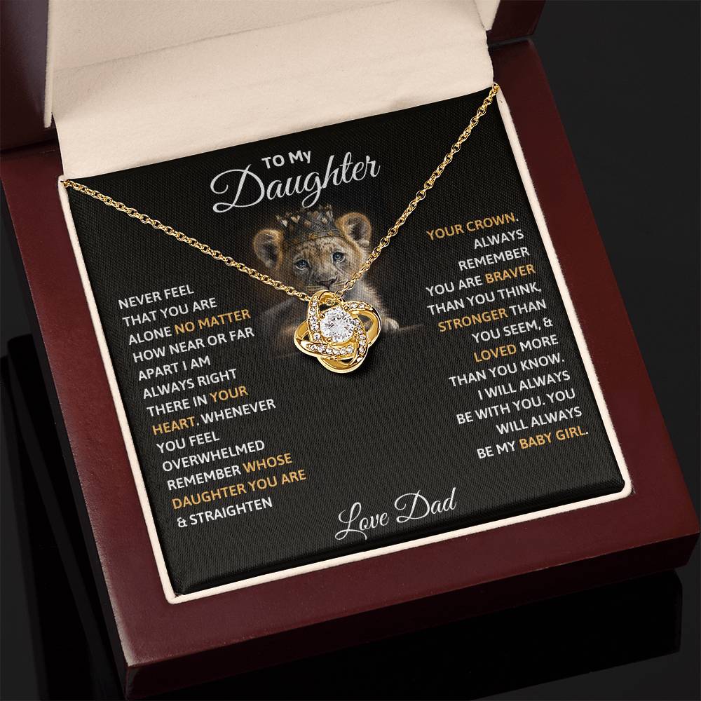 Daughter Gift From Dad,"Remember Whose Daughter You Are" - Love Knot Necklace