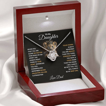 Daughter Gift From Dad,"Remember Whose Daughter You Are" - Love Knot Necklace