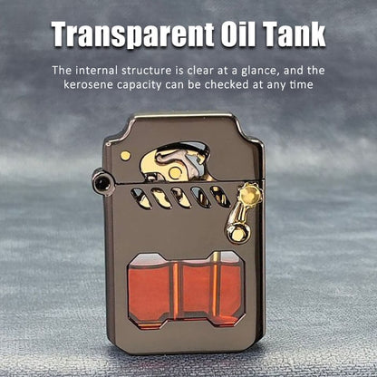 2025 Cyber Mecha Kerosene Lighter – Transparent Tank, Rocker Arm Design, Cool Retro Torrens Men's Collectible Lighter